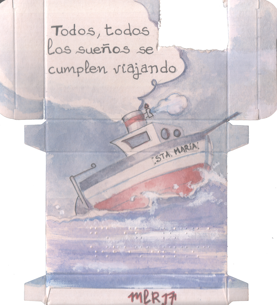 Obra 0183 de Mariano Luque - Proyecto 180º arte y leucemia - Tinta sobre envase de medicina - 2017